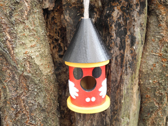 Mickey Mouse inspired mini wooden decorative birdhouse